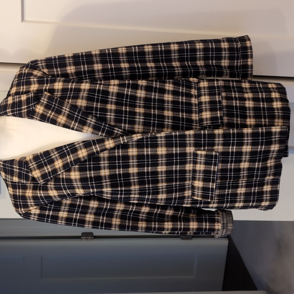 Liverpool Los Angeles Boyfriend Blazer Tartan Plaid Knit L Like New - Picture 6 of 8